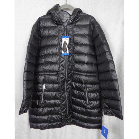 Kenneth Cole Jackets & Blazers - Kenneth Cole Womens Black Puffer Jacket Size Large Hooded Zip Front NWT